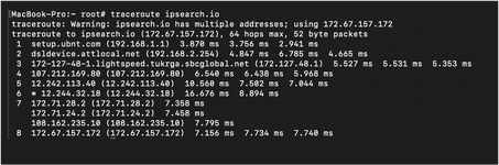 traceroute in terminal on MacOS